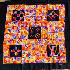 Louis vuitton multicolor mono silk scarf